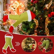 HOTBEST Santa Kicking Legs Ornaments Christmas Tree Elf Stuffed Legs Stuck Topper Decorations Holiday Indoor Outdoor Decor Party Artificial Leg Pendent Doll Prop