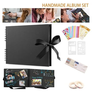 CrafTreat Basic Scrapbooking Kit for Beginners - Contains Precut Base for Making 1 Album of Basic (Black Color) 8x8 inches- DIY Photo Album Scrapbook