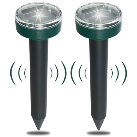 HOTBEST Solar Mole Repellent, 2 Pack Ultrasonic Solar Power Animals Repeller Waterproof For Outdoor Garden Lawn Yard Get Rid Of Moles Voles Gophers Rats Rodents