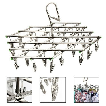 HOTBEST Stainless Steel Drying Rack with 35 Clips Space Saver Drip Sock Dryer Hanger Drying Pegs Hook for Laundry Clothes Socks Underwear