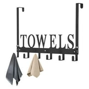 Lzvxtym Over The Door Hooks - Heavy Duty Towel Rack with 6 Hooks for Bedroom, Bathroom, Kitchen - Holds Towels, Bags, Coats, Hats - Black