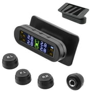 HOTBEST Tire Pressure Monitoring Systems Wireless Solar TPMS with 4 External Sensors Real Time Pressure and Temperature Alarm for Trailer RV Car Truck