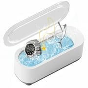 DZNILS Ultrasonic Jewelry Cleaner, Portable 10oz 46Khz Ultrasonic Cleaner Machine for Glasses , Necklaces, Watches, White