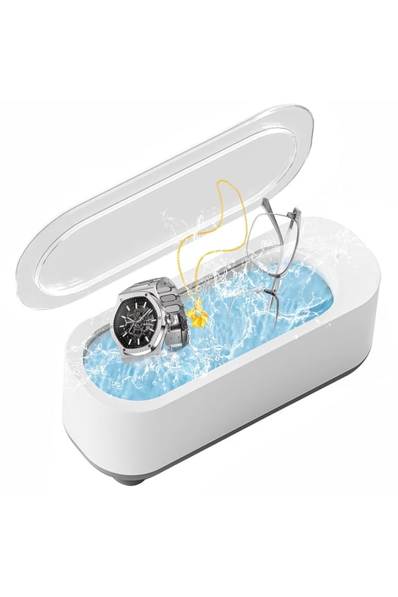 Ultrasonic Jewelry Cleaner, Portable 10oz 46Khz Ultrasonic Cleaner Machine for Glasses , Necklaces, Watches, White