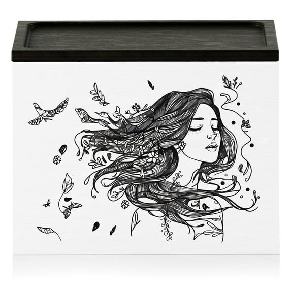 HOTCAN Discreet Tampon Holder for Bathroom with Vanity Tray Lid, Tampon Organizer for Bathroom for Wall or Countertop Mount, Wood Tampon Dispenser, Feminine Product Organizer, White Small Storage Box