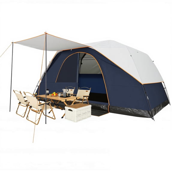 HOTEEL 10-12 Person Family Camping Tents with Easy Setup & Awning, 12x18FT Dome Tent Waterproof & UV Protection Tent with Removable Rainfly, Wind Ropes and Stakes, Blue