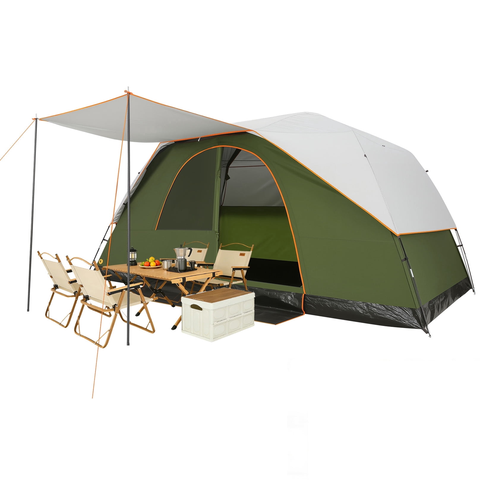 HOTEEL 10-12 Person Family Camping Tents with Easy Setup & Awning, 12x18FT Dome Tent Waterproof & UV Protection Tent with Removable Rainfly, Wind Ropes and Stakes, Green