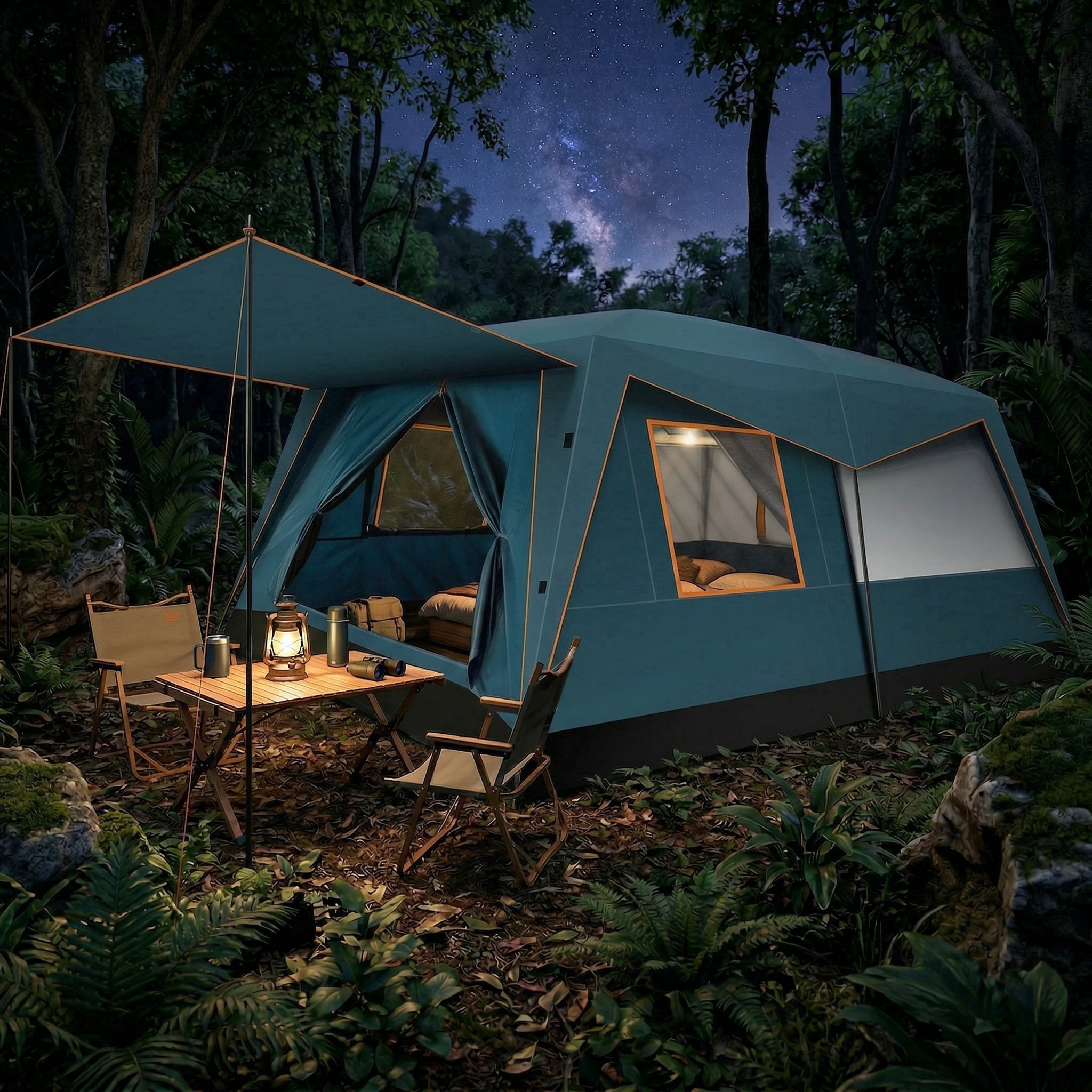 HOTEEL 10 Person Camping Tent, Easy Setup Waterproof Windproof Backpacking Tent with Removable Rainfly, Lightweight Portable Outdoor Family Tents for Camping, Travel, Fishing, Hiking, Blue