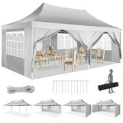 HOTEEL 10' x 20' Pop up Canopy Tent,Heavy Duty Waterproof Commercial Instant Gazebo,Outdoor Canopy for Party,Wedding,Event,Backyard,White