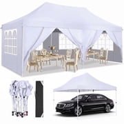 HOTEEL 10 x 20 Pop up Canopy Tent,Heavy Duty Waterproof Commercial Instant Gazebo,Outdoor Canopy for Party,Wedding,Event,Backyard,White