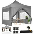 thumbnail image 1 of SANOPY 10 x10 Pop up Commercial Canopy, Heavy Duty Canopy Tent with 4 Sidewalls, Instant Outdoor Party Tent,Windproof & Waterproof Gazebo with Roller Bag,Gray (Frame Thickened), 1 of 8