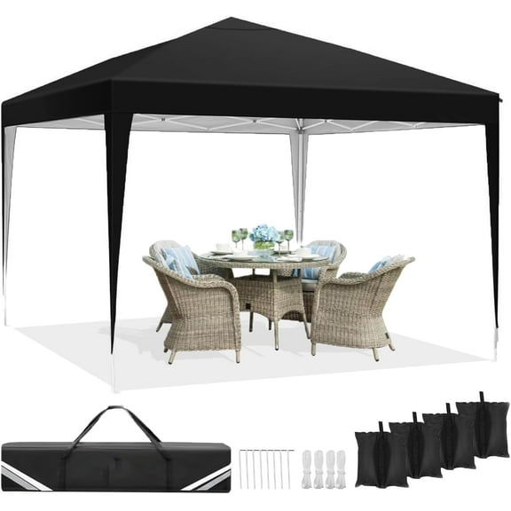 HOTEEL 10'x10' Pop up Canopy Tent, Outdoor Instant Commercial Tents, Shade Shelter Gazebo,for Backyard Parties Event,Black