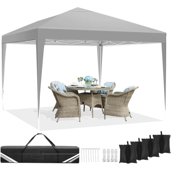 HOTEEL 10'x10' Pop up Canopy Tent, Outdoor Instant Commercial Tents, Shade Shelter Gazebo,for Backyard Parties Event,Gray