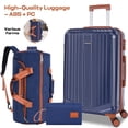 thumbnail image 1 of HOTEEL Luggage Sets 3 Piece 20 in Carry on Luggage Set with Gym bag + Toiletry Bag, Hardshell PC ABS Suitcase with 360° Spinner Wheels for Women Men, Blue, 1 of 9