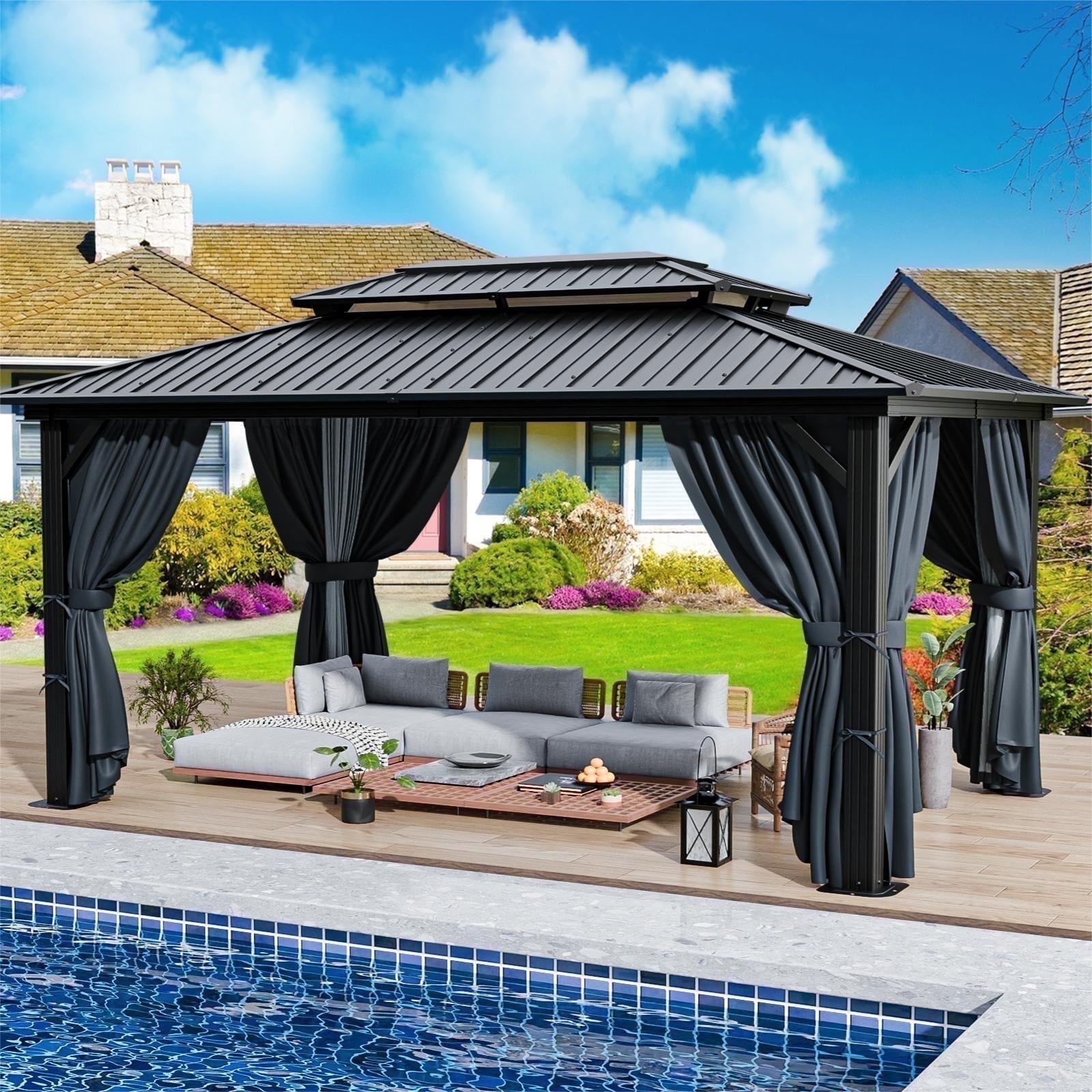 HOTEEL 10'x15' Hardtop Gazebo, Outdoor Steel Double Galvanized