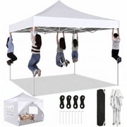 HOTEEL 10x10 Heavy Duty Pop up Canopy EZ Commercial Outdoor Tent Portable Party Wedding Instant Canopy Shelter All Season Anti-UV Waterproof Tent Gazebo with 4 Removable Sidewalls, Carry Bag, White
