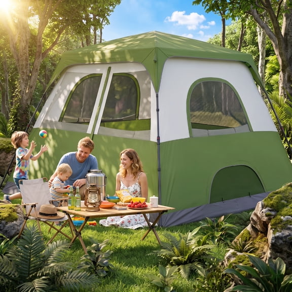 COBIZI 8 Person Camping Tent,Family Tents Outdoor Canopy with Carry Bag,for Parties,Wedding,Backyard,Camping,Green