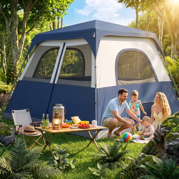 HOTEEL 8 Person Camping Tent,Family Tents Outdoor Canopy with Carry Bag,for Parties,Wedding,Backyard,Camping,Dark Blue