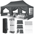 thumbnail image 1 of HOTEEL 10'x20' Pop up Canopy Tent with 6 Removable Sidewalls, Instant Outdoor Canopy Shelter with Upgrade Raised Roof and Carry Bag, Gray, 1 of 14
