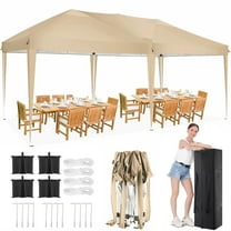 HOTEEL 10'x20' Pop up Canopy,Waterproof Outdoor Commercial Instant Tent,for Parties Beach Camping Event Shelter Wedding,Khaki