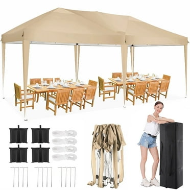 HOTEEL 10'x20' Pop up Canopy,Waterproof Outdoor Commercial Instant Tent,for Parties Beach Camping Event Shelter Wedding,Khaki
