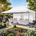 thumbnail image 1 of HOTEEL 10x20 ft Canopy with Extended Awning, Heavy Duty EZ Pop up Folding Canopy Tent with Roller Bag, Rainproof&Sunproof Awning Gazebo Shelter for Party Events, Market, Vendor, White, 1 of 10