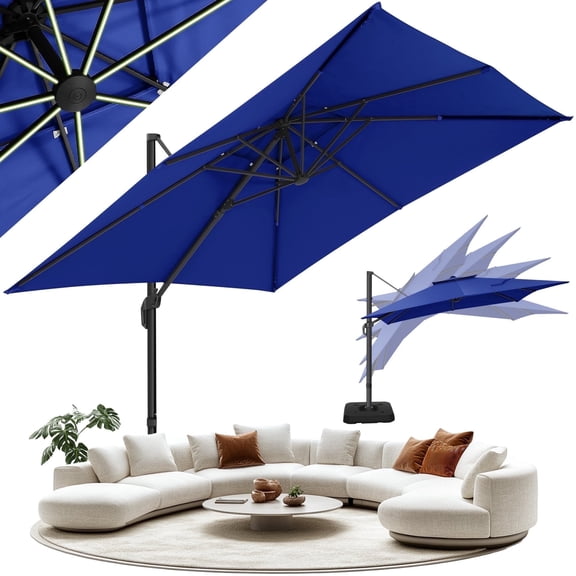 HOTEEL 10ft Patio Umbrella Outdoor Square Large Cantilever Windproof Offset and Heavy Duty Sun Umbrella for Garden Deck Pool, Navy