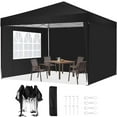 thumbnail image 1 of HOTEEL Canopy 10x10 Pop Up Canopy Tent with 3 Sidewalls Party Tents for Parties Weddings Backyard Waterproof Canopy Outdoor Commercial Canopy Event Tent with Stakes, Ropes, Black, 1 of 7
