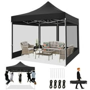 HOTEEL 10x15 Heavy Duty Canopy Tent, Pop up Gazebo with Netting Screened ,Waterproof Ez up Canopy with Sidewalls, Outdoor Instant Party Tent for Backyard,Black