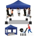 thumbnail image 1 of HOTEEL 10x10 Heavy Duty Canopy Tent with 4 Sidewalls,Pop up Commercial Gazebo, Waterproof Outdoor Tents with Roller Bag,Dark Blue, 1 of 9