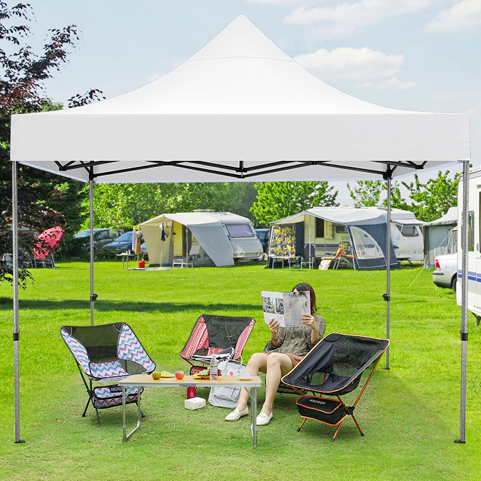 HOTEEL 10x10 Pop Up Canopy Heavy Duty Canopy UPF 50 All Season Wind Waterproof Commercial Outdoor Wedding Party Tents for Parties Canopy Gazebo with Roller Bag White Walmart Business Supplies