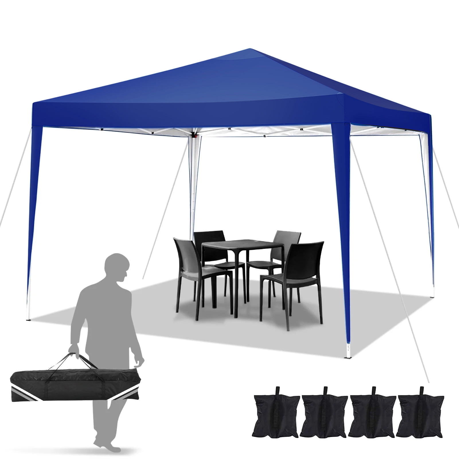 10x10 Blue Waterproof Pop-Up Patio Canopy Tent with Steel Frame