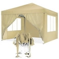 thumbnail image 1 of HOTEEL 10x10ft Popup Canopy Waterproof Canopy with 4 Sidewalls Outdoor Commercial Instant Shelter Beach Camping Canopy Tent for Party, Khaki, 1 of 9