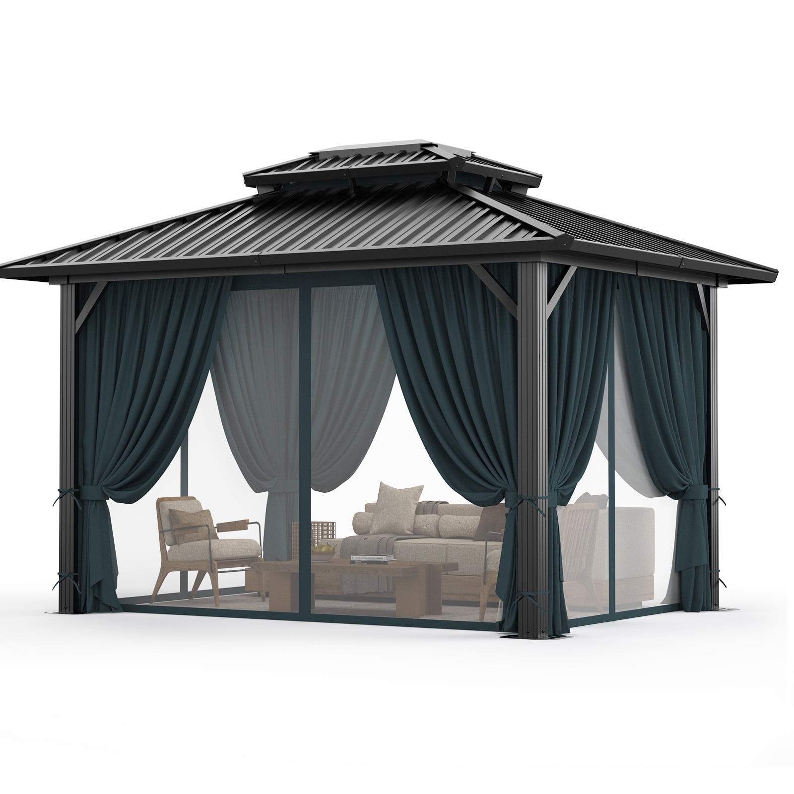HOTEEL 10x12 Hardtop Gazebo Aluminum Gazebos with Galvanized Steel ...