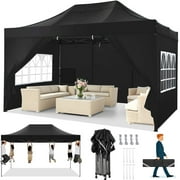 HOTEEL 10x15 Heavy Duty Canopy Tent, Pop up Gazebo with Removable Sidewalls ,Waterproof Ez up Canopy with Side Walls, Outdoor Instant Party Tent for Backyard,Black