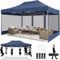 thumbnail image 1 of HOTEEL 10x15 Heavy Duty Canopy Tent, Pop up Canopies with Netting Screened ,Waterproof Ez up Canopy with Sidewalls, Outdoor Instant Party Tent for Backyard,Dark Blue, 1 of 9