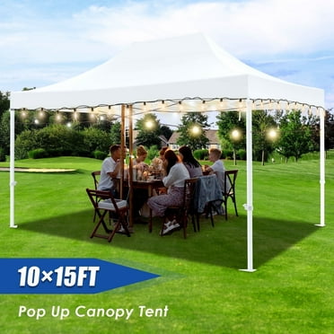 HOTEEL 10x15 Heavy Duty Canopy Tent ,Pop up Canopy for Parties Wedding,Commercial Easy up Gazebo with Roller Bag,UV 50+ &,White