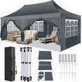thumbnail image 1 of HOTEEL 10x20 Canopy Tent with Sidewalls,3 Adjustable Height Commercial Canopy,Pop Up Party Canopy with 12 Stakes & 6 Ropes,Gray, 1 of 10