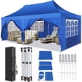 thumbnail image 1 of HOTEEL 10x20 Canopy Tent with Sidewalls,3 Adjustable Height Commercial Canopy,Pop Up Party Canopy with 12 Stakes & 6 Ropes,Light Blue, 1 of 11