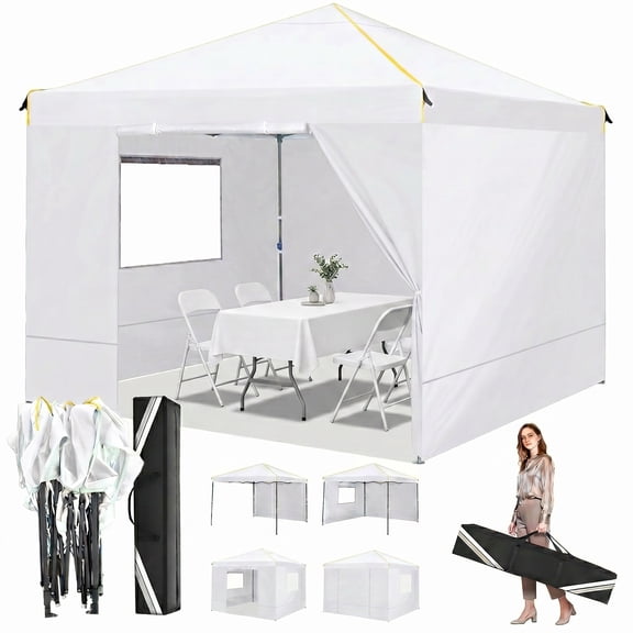 HOTEEL 10x10 Gazebo Canopy Tent with 4 Netting Sidewalls,Pop up Gazebo Tents,Outdoor Party Tents with Sandbags,Light Gray