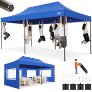 HOTEEL 10x20 Heavy Duty Canopy with Sidewalls,Ez Pop up Canopies,Folding Protable Party Tent,Outdoor Sun Shade Wedding Gazebos with Roller Bag,Blue