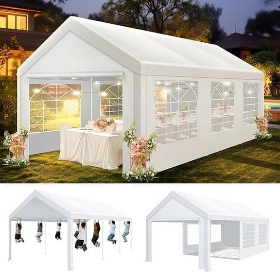 HOTEEL 10x20 Party Tent Heavy Duty with Removable Sidewalls & 4 Built-in Sandbags, Commercial Wedding Large Tent, UV 50+, Waterproof, White