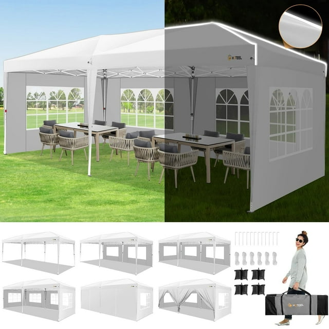 HOTEEL 10x20 Pop Up Canopy Tent for Parties, Easy Up Outdoor Gazebo