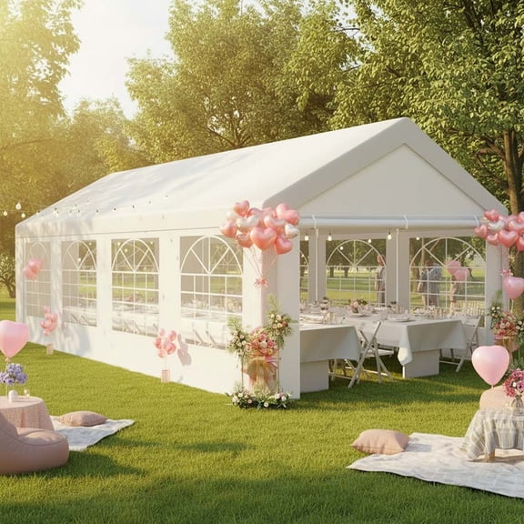 HOTEEL 10x20ft Heavy Duty Party Tent, Waterproof Outdoor Canopy Tents for Large Events, Commercial Grade Wedding, Parties, White