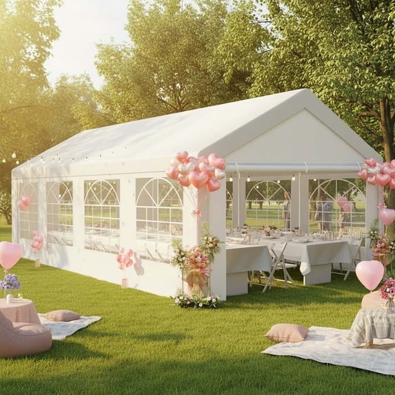 HOTEEL 10x20ft Heavy Duty Party Tent, Waterproof Outdoor Canopy Tents for Large Events, Commercial Grade Wedding, Parties, White