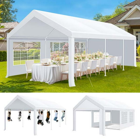 HOTEEL 10x20ft Heavy Duty Party Tent, Waterproof Outdoor Canopy Tents for Large Events, Commercial Grade Wedding, Parties, White