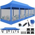 thumbnail image 1 of HOTEEL 10x30 Heavy Duty Canopy Tent, Pop up Canopies with Netting Screened ,Waterproof Ez up Canopy with Sidewalls, Outdoor Instant Party Tent for Backyard,Blue, 1 of 7