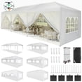 thumbnail image 1 of HOTEEL 10x30 Pop up Canopy Tent with 8 Sidewalls, One Push Setup Easy Waterproof Commercial Instant Shelter Tent for Wedding, Courtyard, Parties with Carry Bag & 4 Sandbags, White, 1 of 10