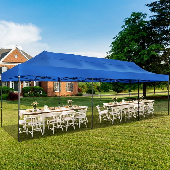 SANOPY 10x30 Pop Up Canopy, Heavy Duty Canopy UPF 50+ All Season Wind Waterproof Commercial Outdoor Wedding Party Tents Gazebo with Roller Bag, Blue