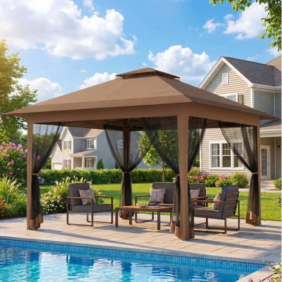 HOTEEL 12' x 12' Pop-Up Gazebo Outdoor Gazebo Portable Canopy with ...